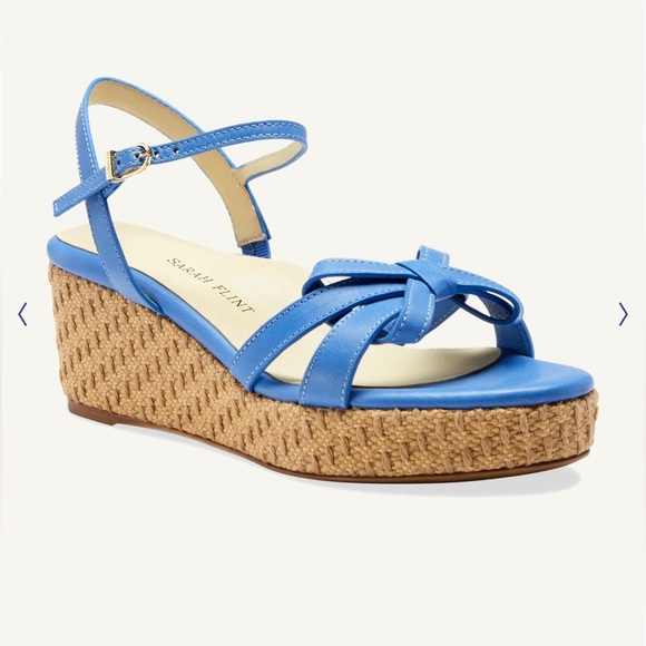 Sarah Flint Mirjana Leather Blue Wedge - Picture 2 of 15